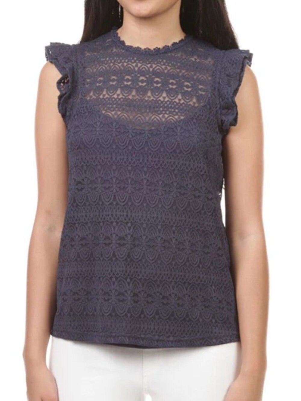VON MAUR: All Over Lace w/ Ruffle Sleeve Top
